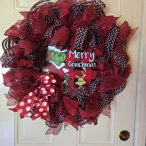 Festive Red Grinchmas Wreath